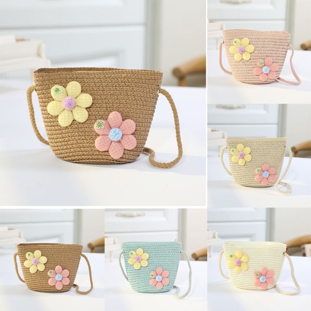Gardening Tools Girls - Handmade Woven Girl Flower Straw Bag
