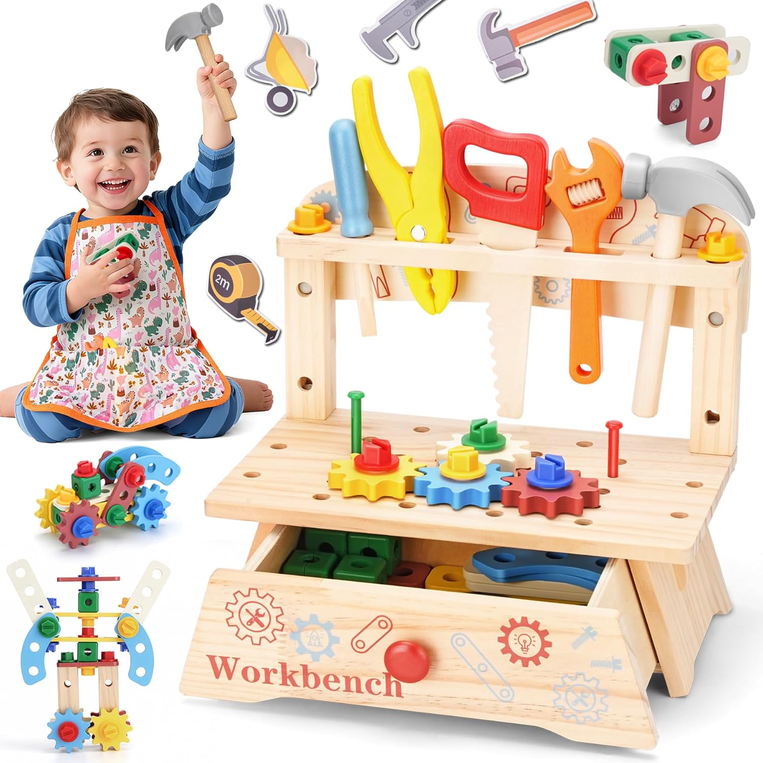 Gardening Tools Girls - Wooden Tool Bench for Kids,Montessori Educational