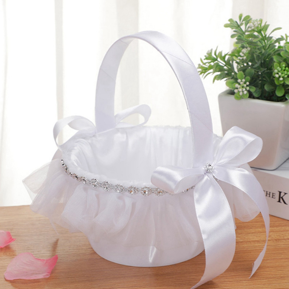 Gardening Tools Girls - Wedding Baskets White Flower Girl Basket