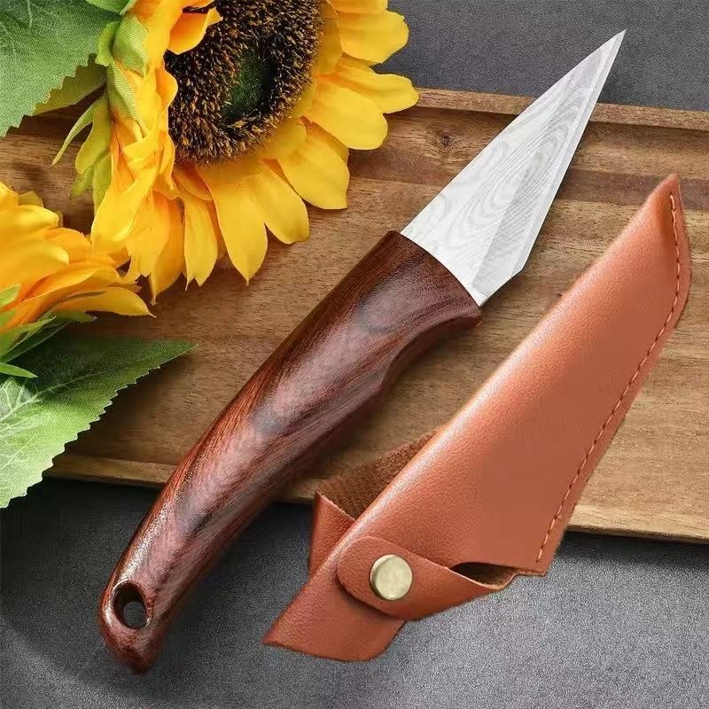 Harvest Knife Garden - Wooden Handle Grafting Knife with Leather