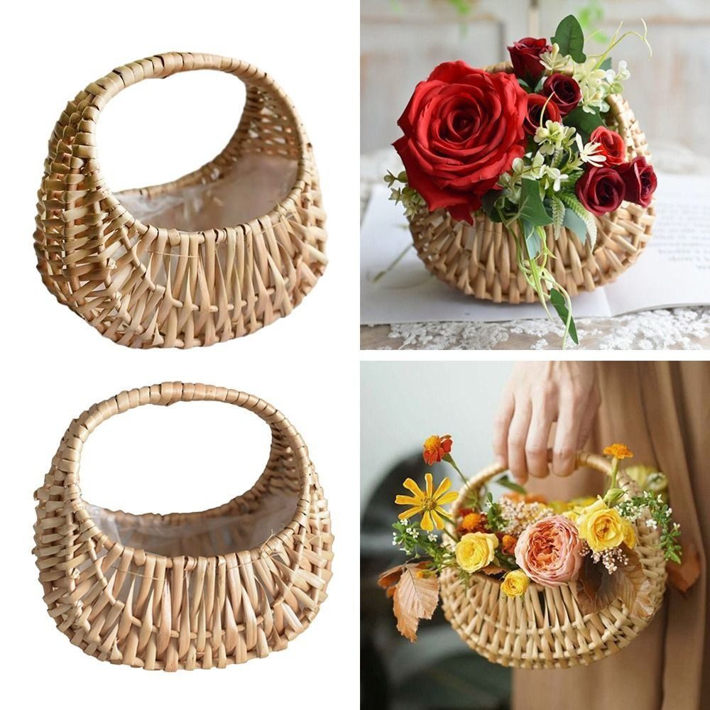 Gardening Tools Girls - Willow Rattan Flower Girl Baskets Yellow
