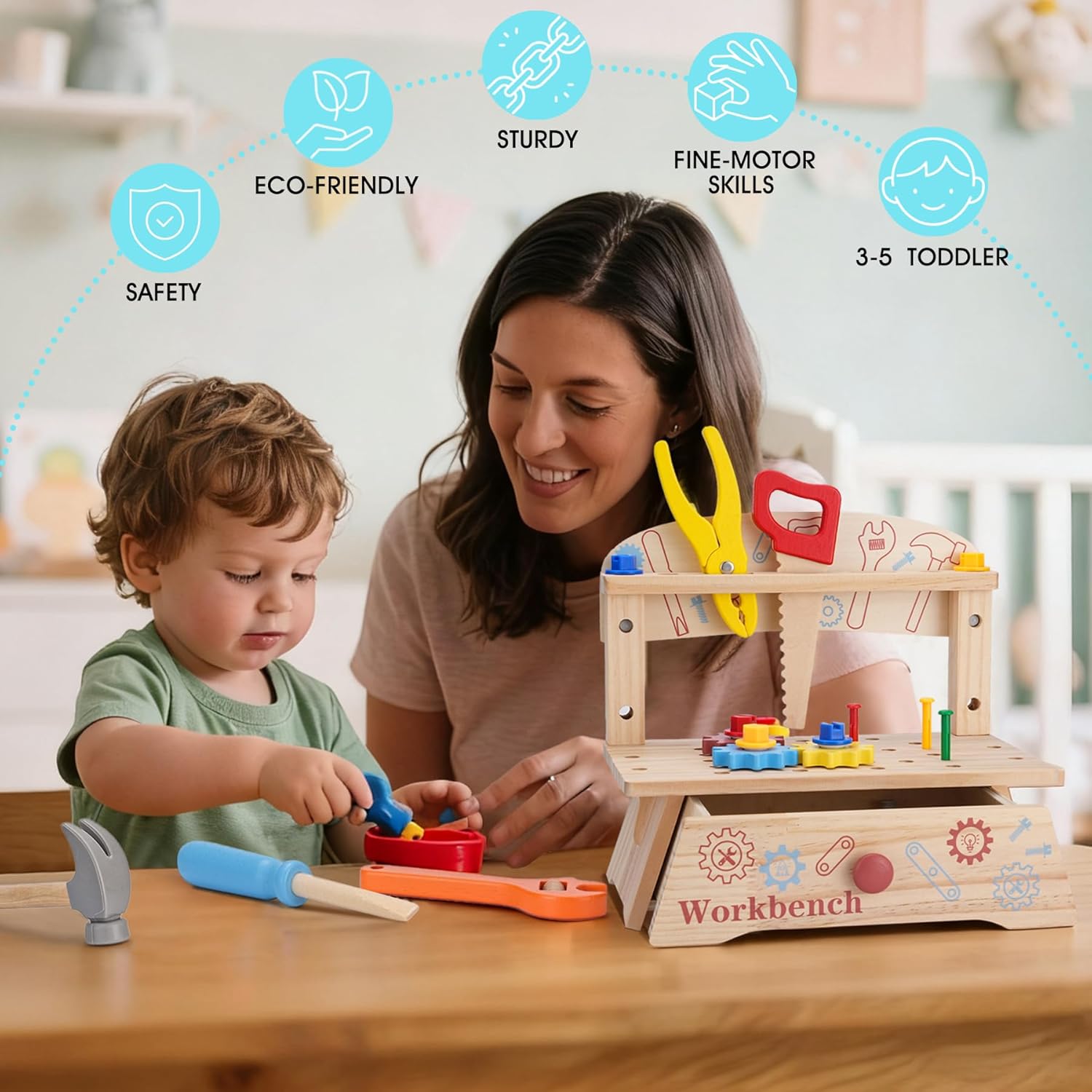 Wooden Tool Bench for Kids,Mon - Gardening Tools Girls 评论和价格