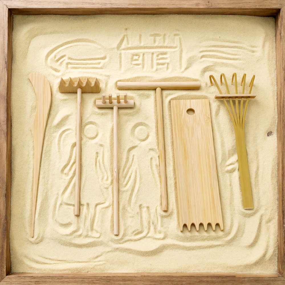 6 Pcs Bamboo Sand Rake Tool Ki - Gardening Tools Drawing 评论和价格