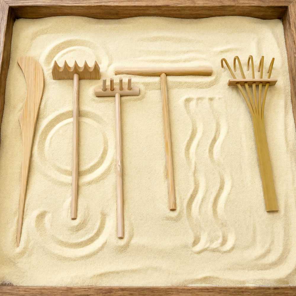 6 Pcs Bamboo Sand Rake Tool Ki - Gardening Tools Drawing 评论和价格