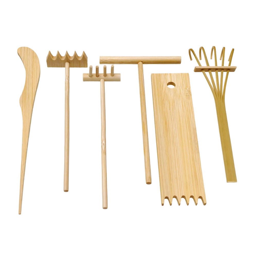 6 Pcs Bamboo Sand Rake Tool Ki - Gardening Tools Drawing 评论和价格