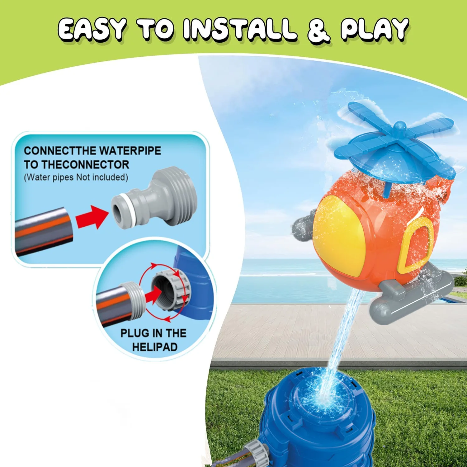 Helicopter Sprinkler Water Toy - Gardening Tools Girls 评论和价格